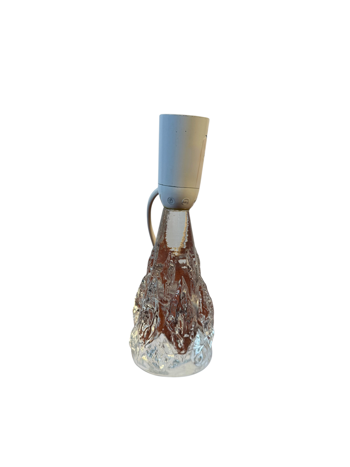 Modighus.se liten vintage bordslampa i klarglas med E14-sockel och strukturerad yta