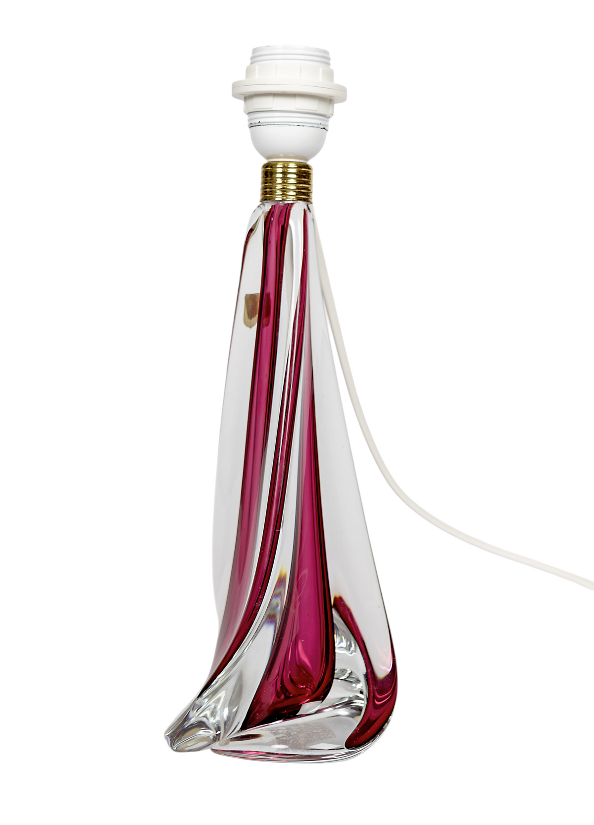Stor bordslampa i klart och lila muranoglas. Handblåst designad av Murano i Italien