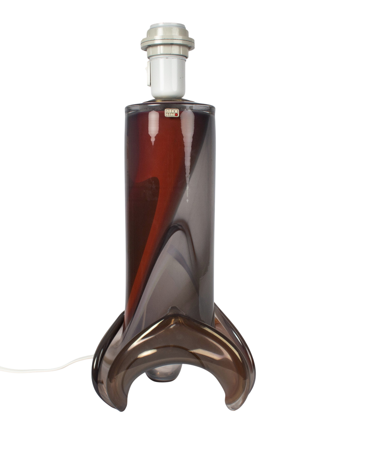 Bordslampa i glas från Studio Åhus. Svensk vintage glasdesign.