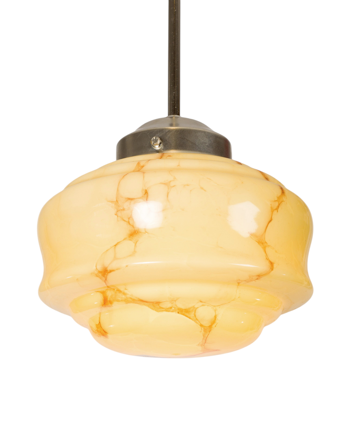 Modighus.se lampkupa i glas med beige marmorerat mönster och metallupphängning