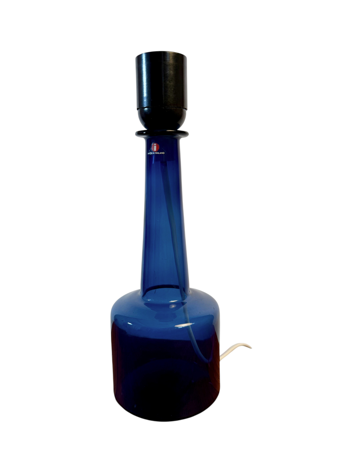 Modighus.se vintage lampfot i blått glas från Iittala, designad av Timo Sarpaneva under 1950- eller 60-talet.