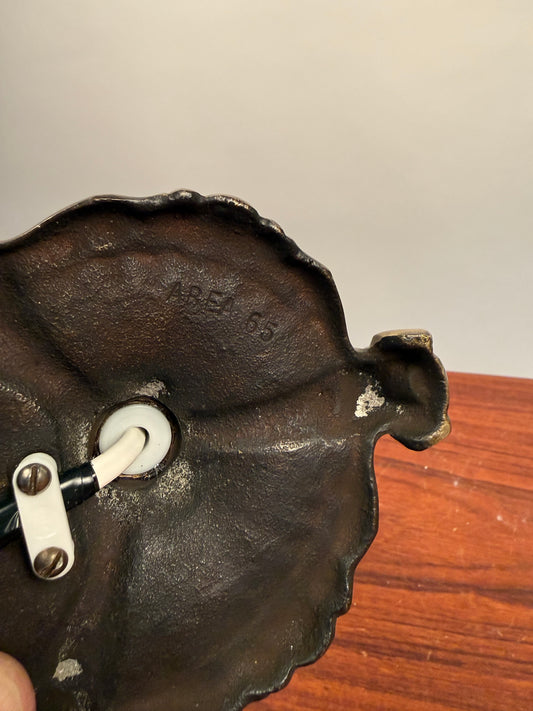 Lampfot i teak o mässinh