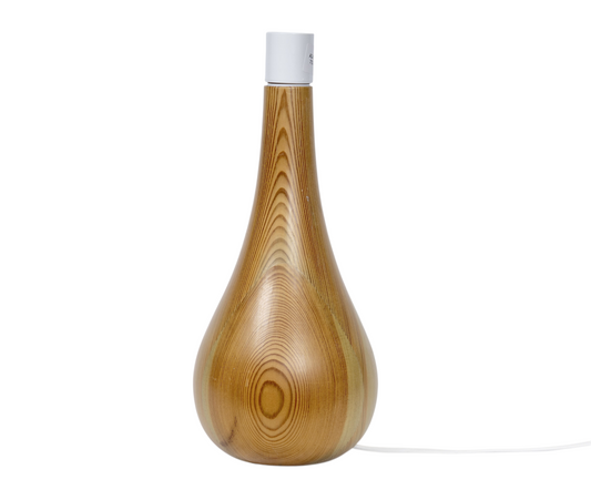 Vackert svarvad bordslampa i lackad furu, 1970-tal, naturlig träfärg