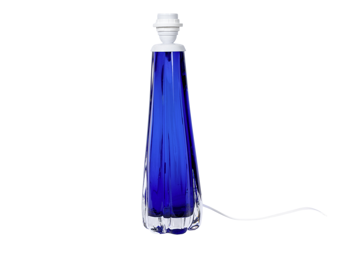 Stor lampfot i blått glas från Flygfors Glasbruk, 1960-tal