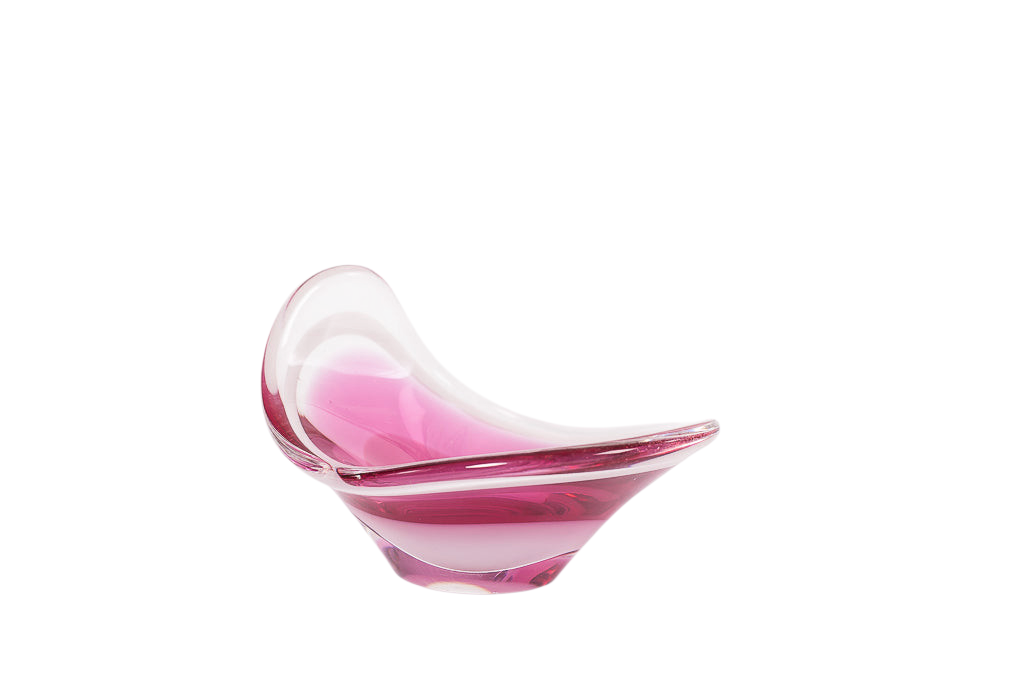 Skål i rosa och genomskinligt glas från Flygfors