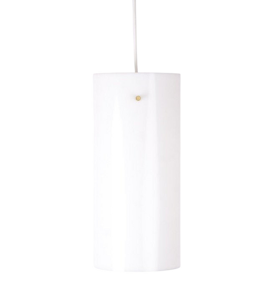 Stilren tubformad lampa i akrylplast med mässingsdetaljer, Fog og Mørup, Danmark 1970-tal