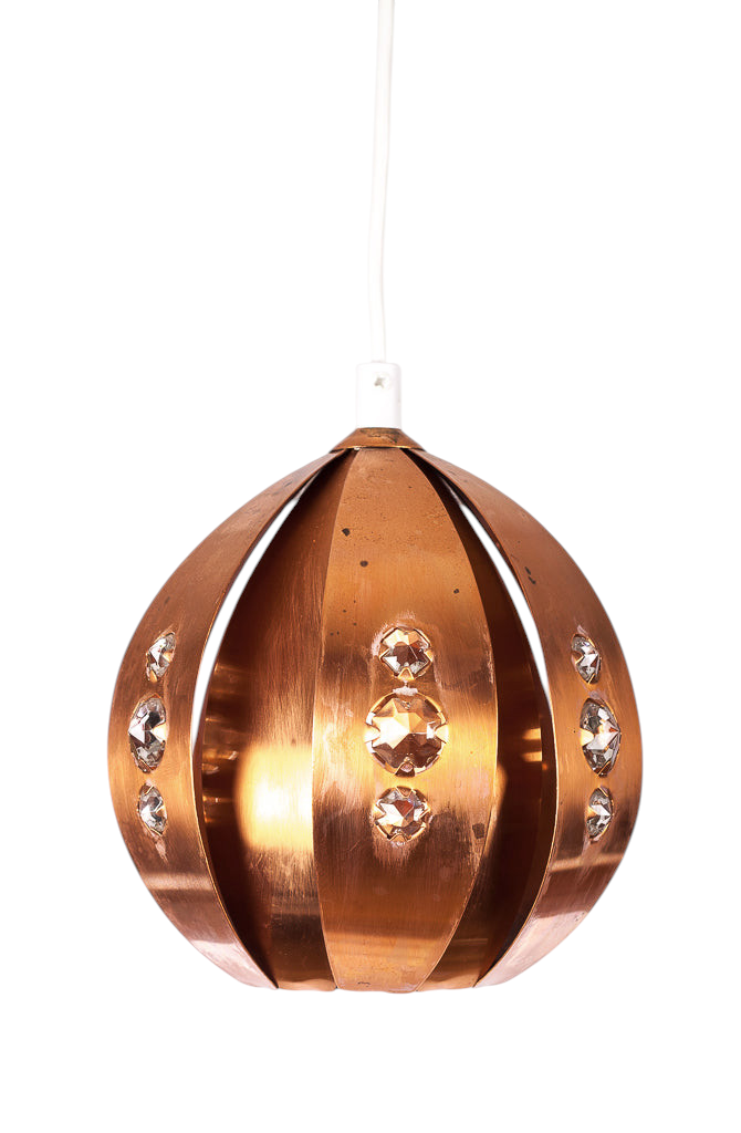 Retro fönsterlampa i koppar med dekorativa plastprismor
