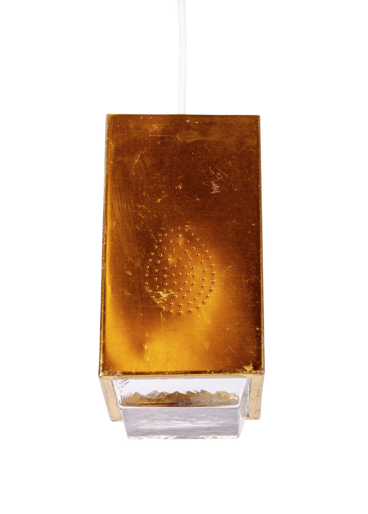 Cool fönsterlampa i mässing och glas, kubisk form, 1960-tal