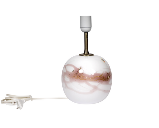 Bordslampa i mönstrat glas, modell Sakura.  Holmegaard, Michael Bang, dansk design