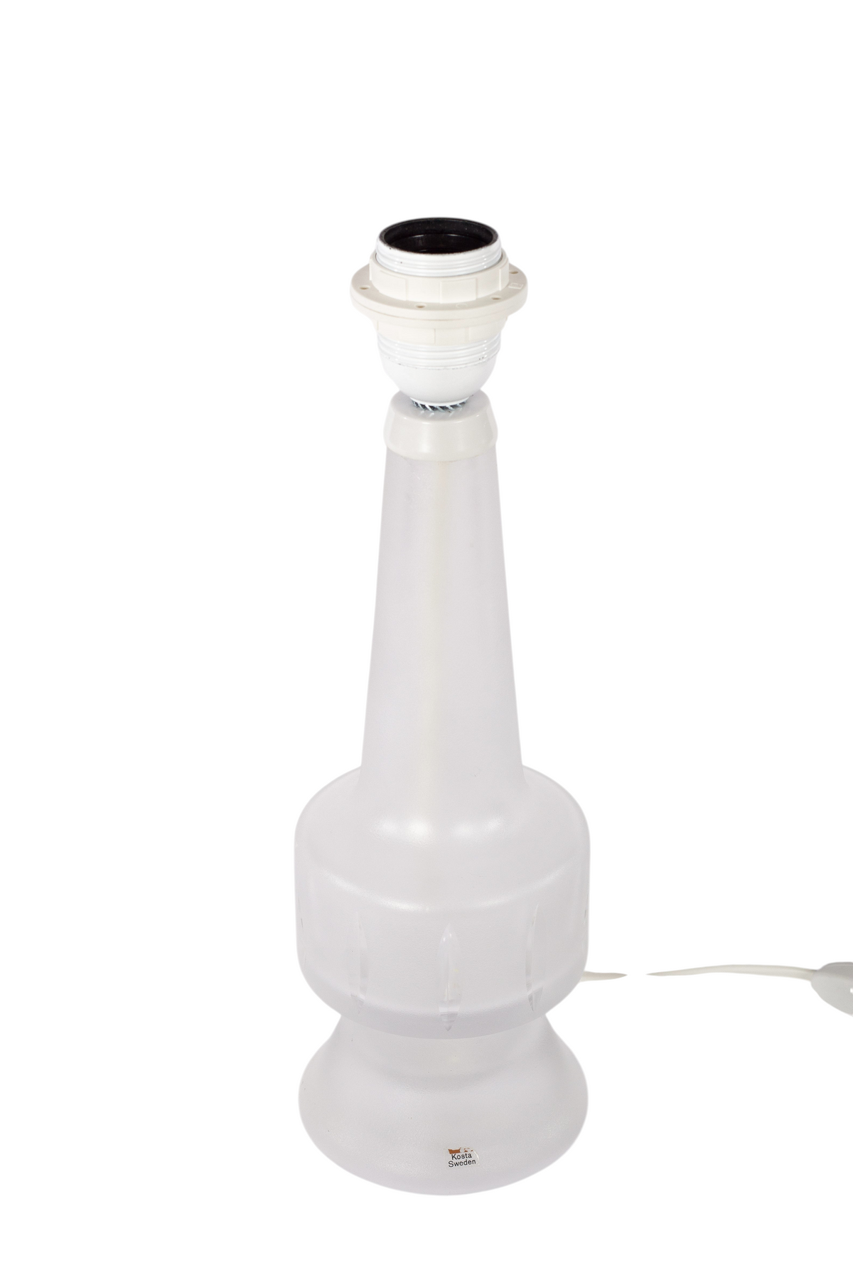Bordslampa i klart glas. Från Kosta Glasbruk, designer Ove Sandberg