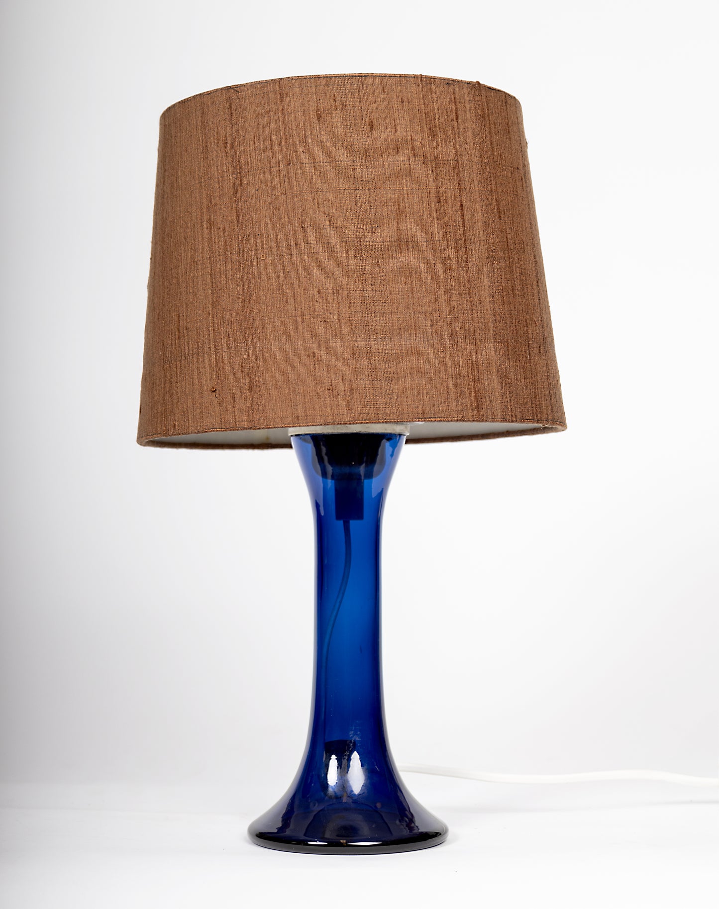 Liten lampfot i blått gla s från Luxus. 1970-talsdesign
