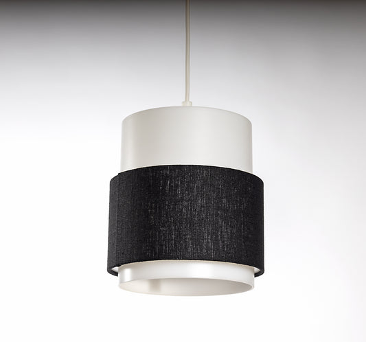 Bordslampa modell Cylindus från Luxus i Vittsjö i svart textil och vit akrylplast, 1960-tal
