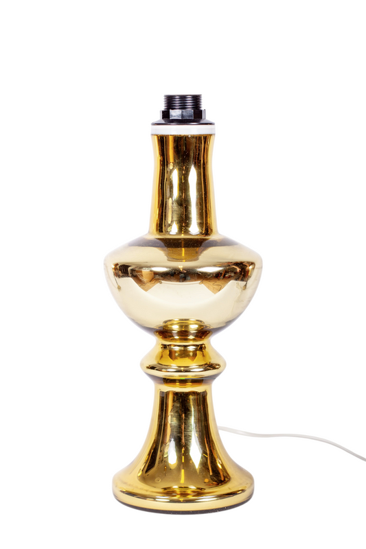 Retro lampfot i glas med blank guldig färg från Luxus i Vittsjö, 1960-tal