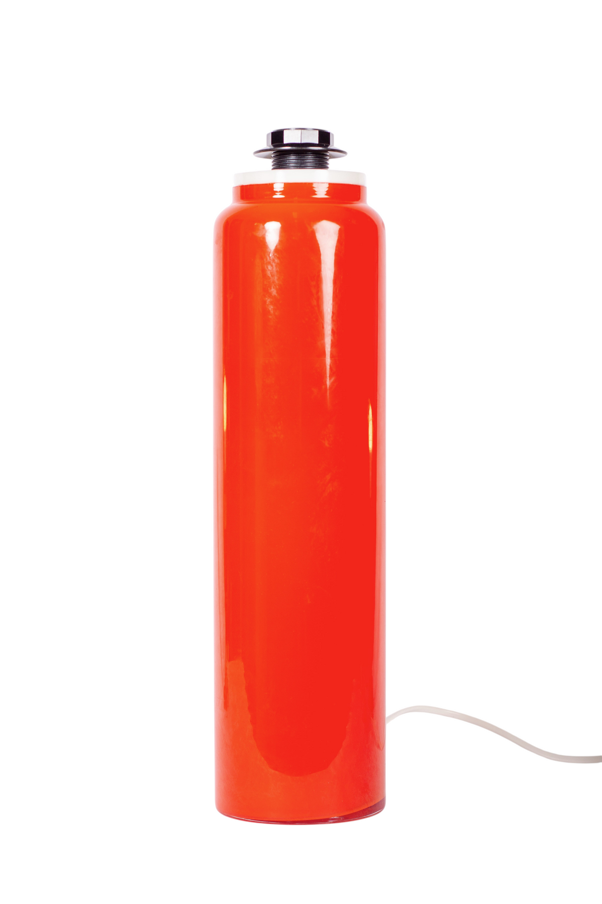 Stor retro lampfot i orangerött glas från Luxus i Vittsjö, design Uno och Östen Kristiansson, 1960–1970-tal