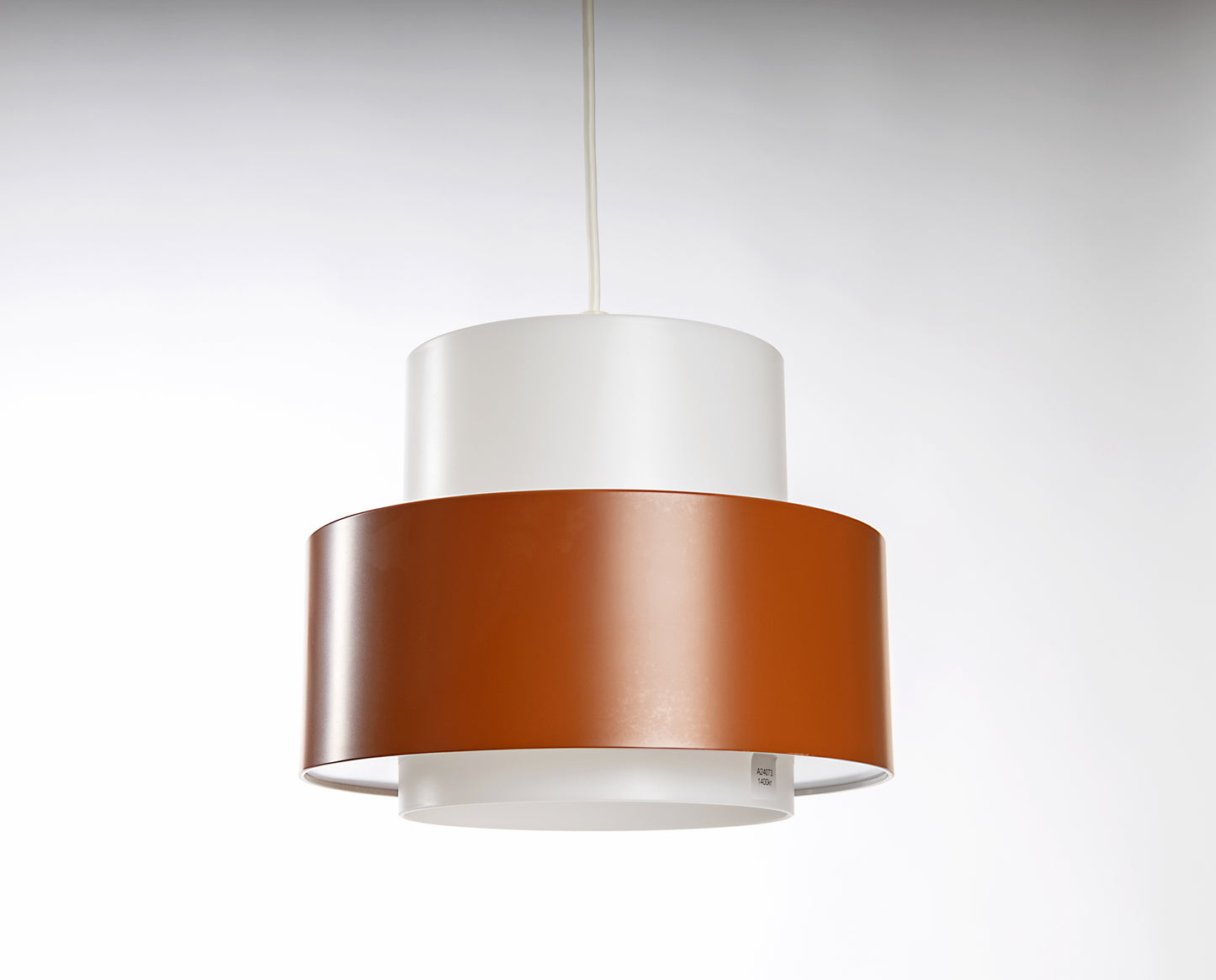 Retro taklampa från Luxus i Vittsjö i vit och brun akrylplast, 1960-tal
