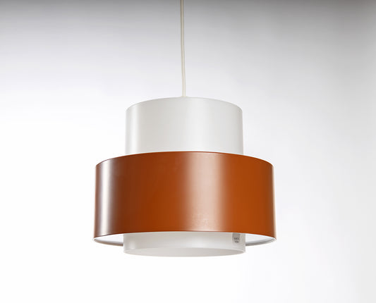 Retro taklampa från Luxus i Vittsjö i vit och brun akrylplast, 1960-tal
