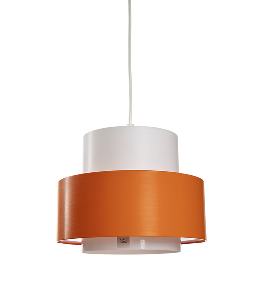 Retro taklampa från Luxus i Vittsjö i vit och orange akrylplast, 1960-tal
