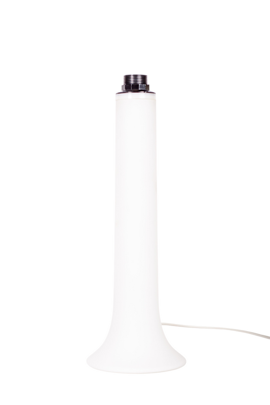 Lampfot modell Trombo i vitmatterat glas från Luxus i Vittsjö, design Uno och Östen Kristiansson, 1960–1970-tal