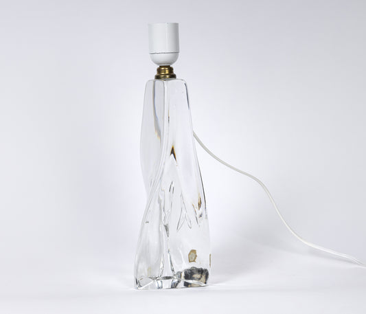 Stilig lampfot i klarglas från Målerås Glasbruk, vintageskick

