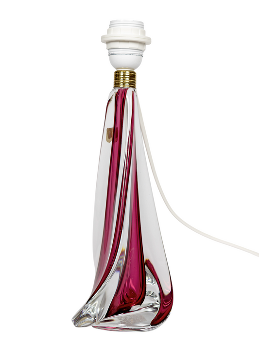 Stor bordslampa i klart och lila muranoglas. Handblåst designad av Murano i Italien