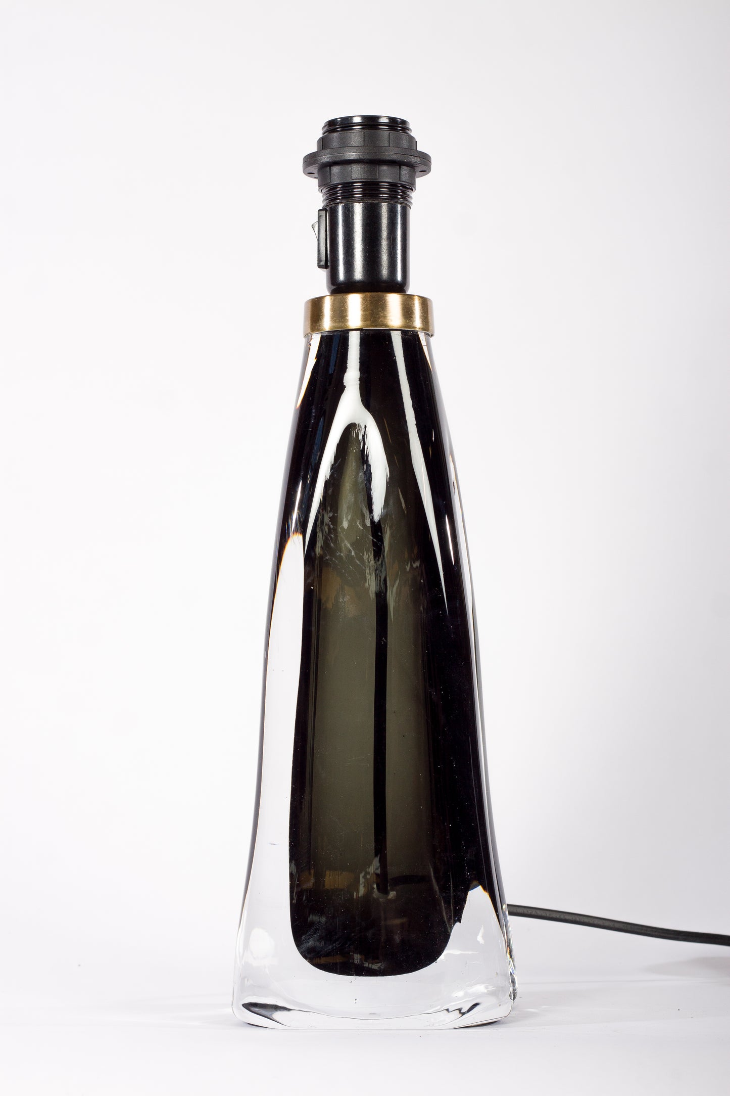 Bordslampa i klart och grönt glas av Carl Fagerlund för Orrefors, 1960–1970-tal
