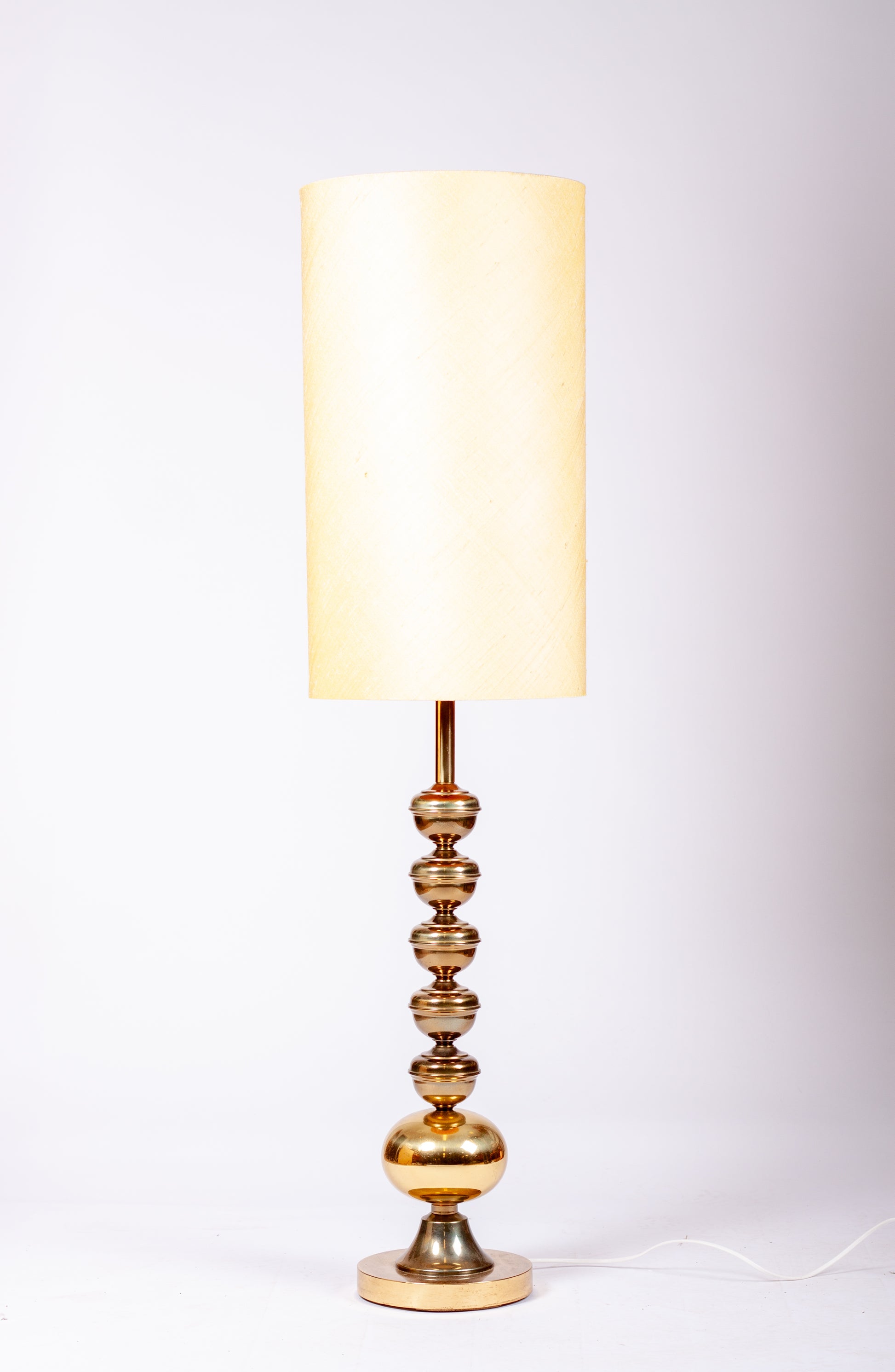 Retro golvlampa i mindre modell med kulformation i blank mässing, 1960-tal
