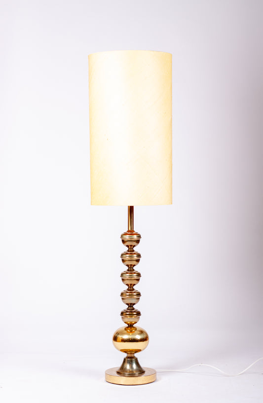 Retro golvlampa i mindre modell med kulformation i blank mässing, 1960-tal
