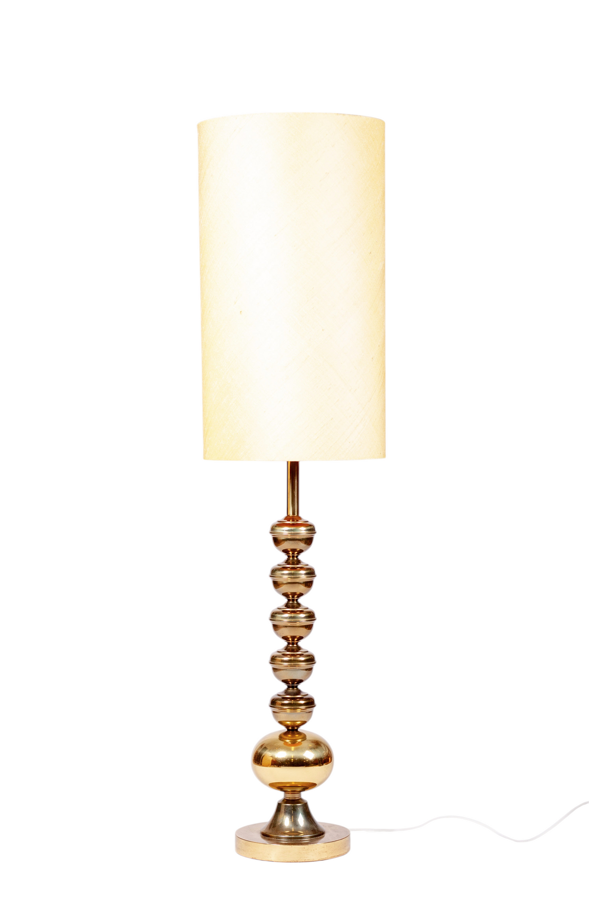 Retro golvlampa i mindre modell med kulformation i blank mässing, 1960-tal
