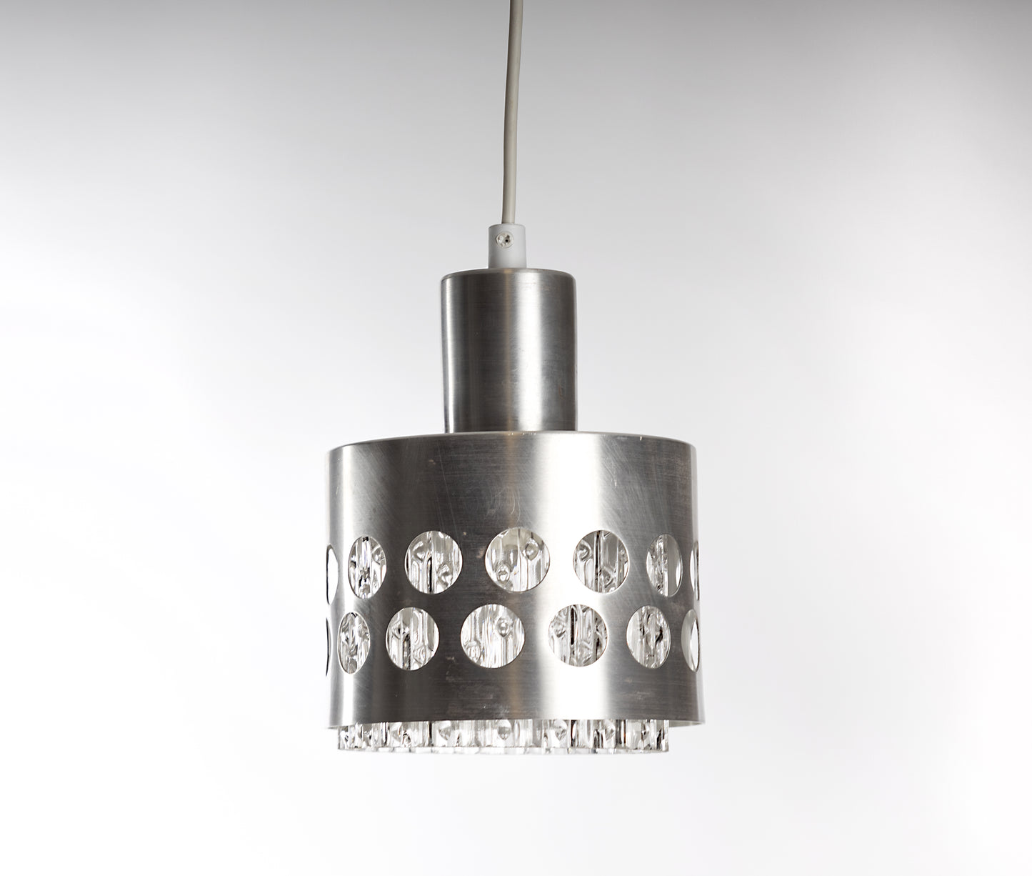 Retro taklampa i aluminium och klarglas, 1960–1970-tal
