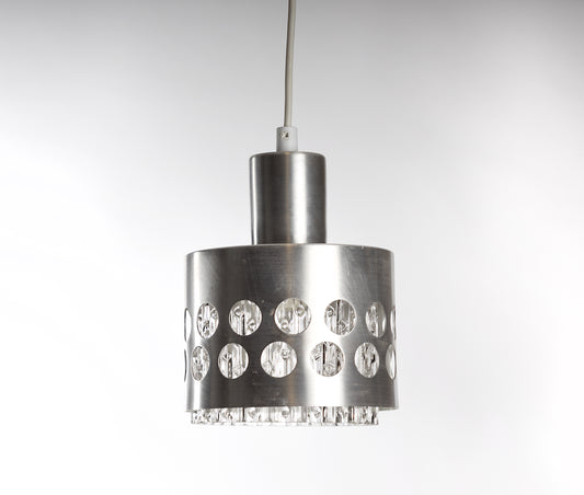 Retro taklampa i aluminium och klarglas, 1960–1970-tal

