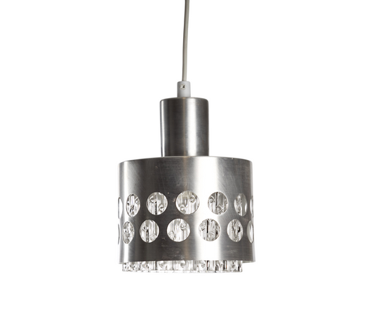 Retro taklampa i aluminium och klarglas, 1960–1970-tal