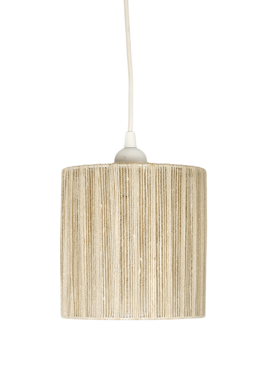 Retro taklampa med skärm flätad i textiltråd. 70-talsdesign