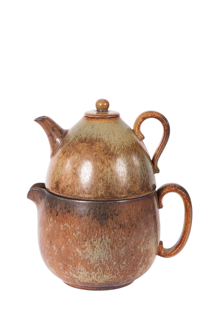 Dubbel tekanna i keramik från Rörstrand, designad av Gunnar Nylund (1904–1997).