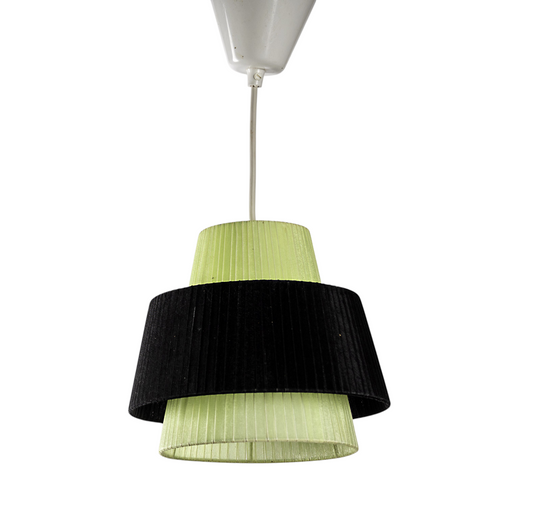 Stilren lampa i svart och ljusgrön textil, 1990-tal