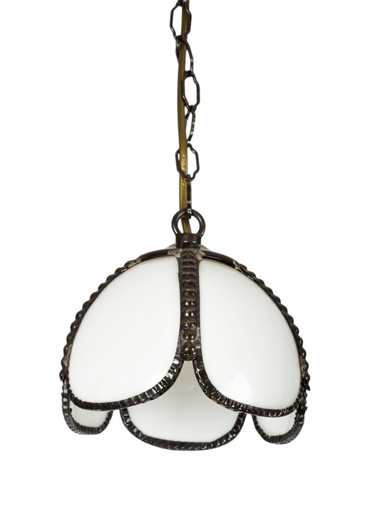 Retro fönsterlampa i tiffanystil, färgat glas med kedja