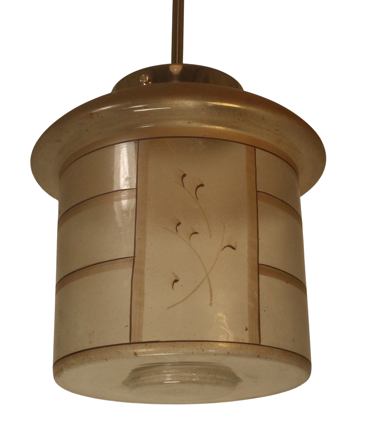 Cylindrisk lampkupa i frostat glas med enkel dekor, 1940-tal