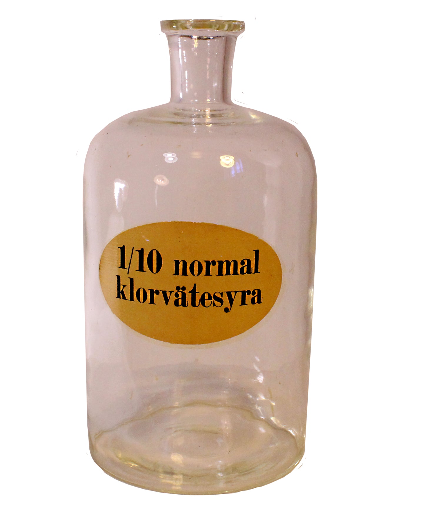 Antik medicinflaska i klart glas med originaltext,från tidigt 1900-tal

