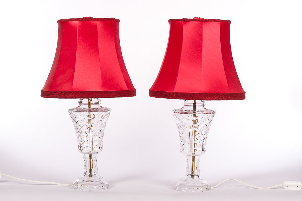 Eleganta bordslampor i slipat kristallglas tillverkade av West Germany
