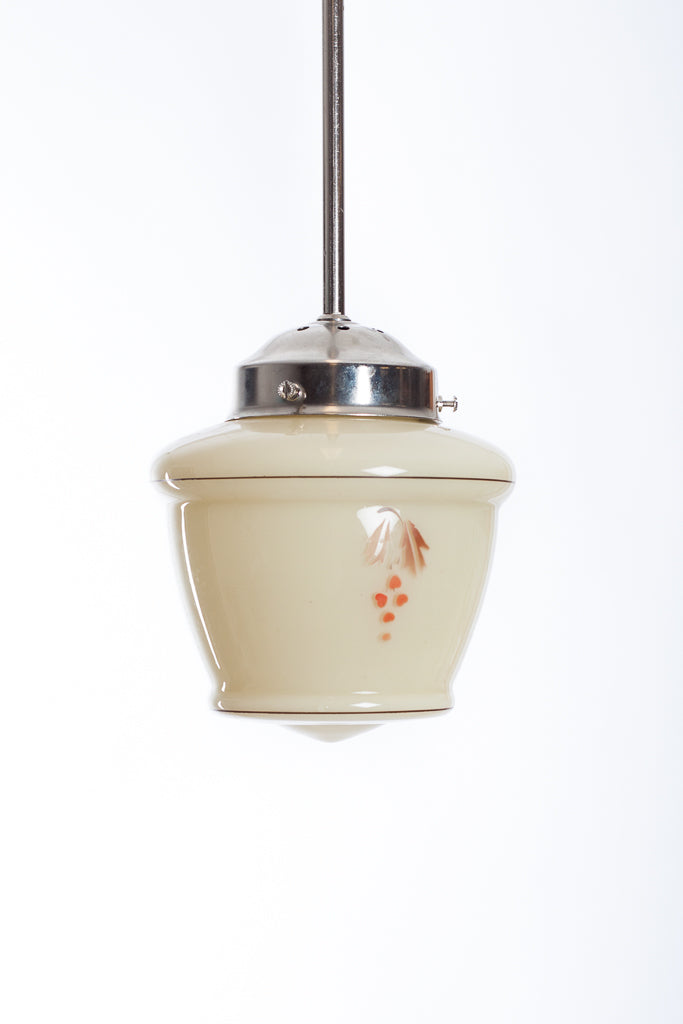Liten pendelkupa med blommotiv från 1930–50-tal
