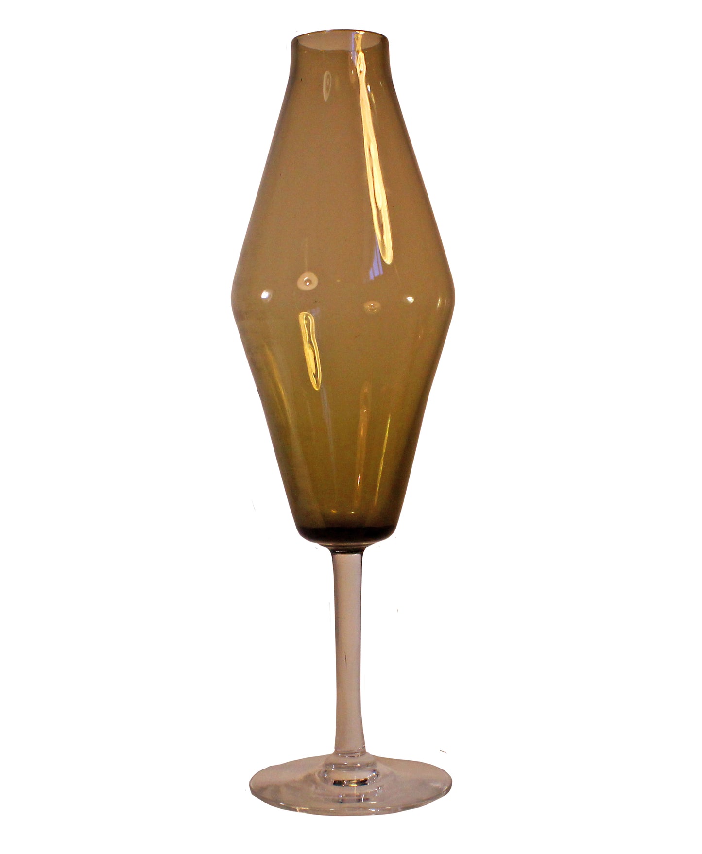 Vas i brunt glas med unik smal form
